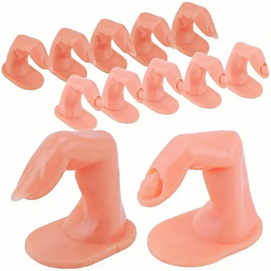 1/5/10Pcs Practice Fingers Manicure Beginners Training, Acrylic UV Gel Finger Design False Nail Tips Model DIY Display Tool