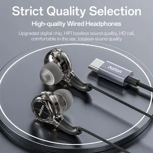New HiFi Wired Bass Stereo Headphones, Type-C/3.5mm Hybrid Wired Earbuds with Volume Control, Gaming Over-Ear Headset, Dynamic Microphone, Noise Cancelling