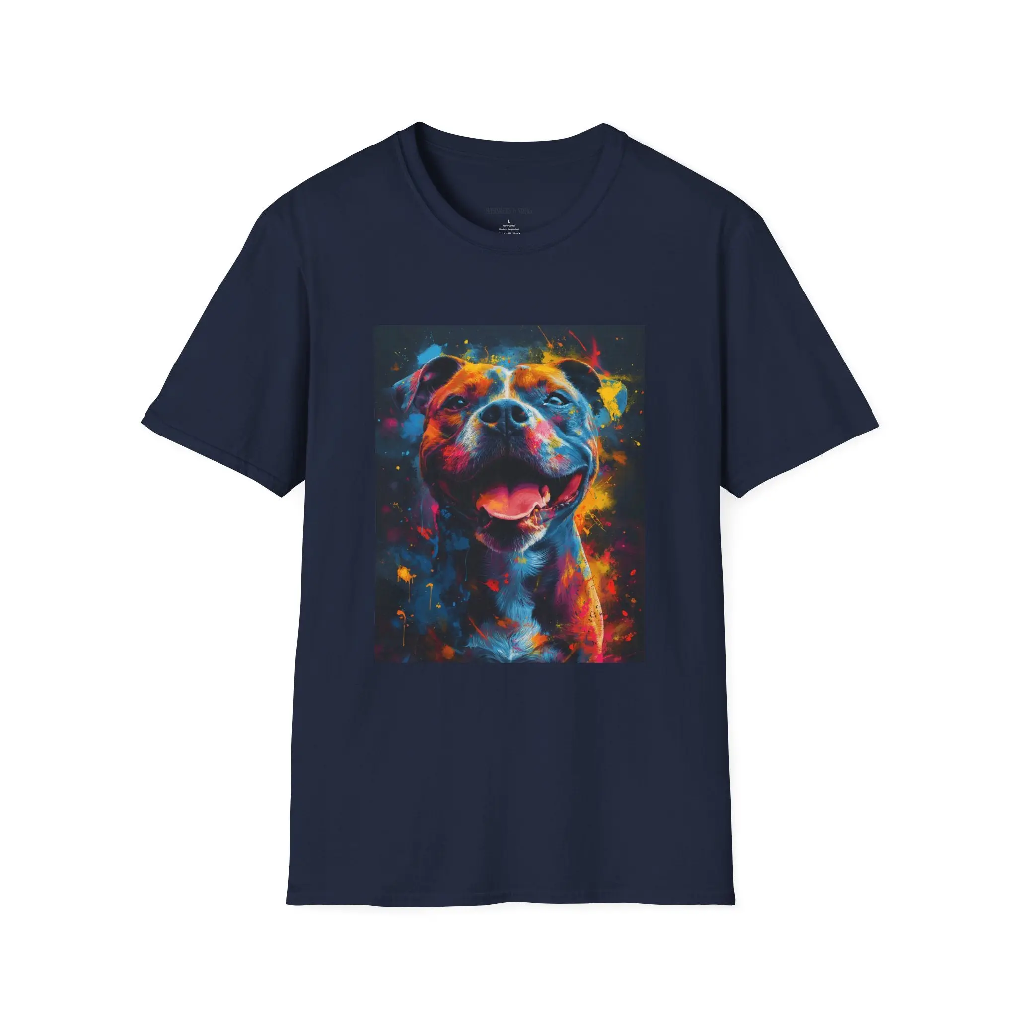 Women's Short-Sleeve Cotton Round Neck T-Shirt - Soft, Lightweight Ribbed Fabric Top with Breathable Pit Bull Galaxy Pop Art Graphic for Casual Everyday Wear