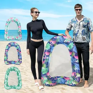 Portable Heart-Shaped Floating Lounger Bed, Inflatable Water Bed Air Mattress, Foldable Mesh Float Bed, Water Sports Accessories