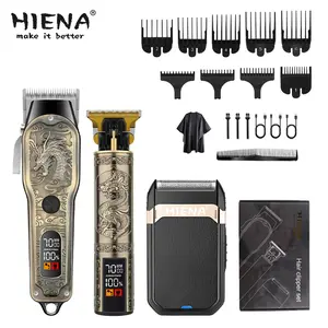 4/2 piece set rechargeable, Cordless Clippers Set, professional hair clipper set, men's trimmer set, with digital display, including razor and hair clipper, suitable for home haircuts, ideal holiday gift, Hair Cutting Kits