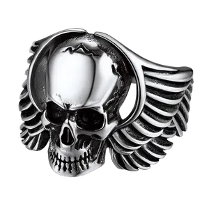 PROSTEEL Devil Wings Skull Ring Stainless Steel Gothic Jewelry Cool Skull Rings Jewelry Unisex For Men Women with Gift Box