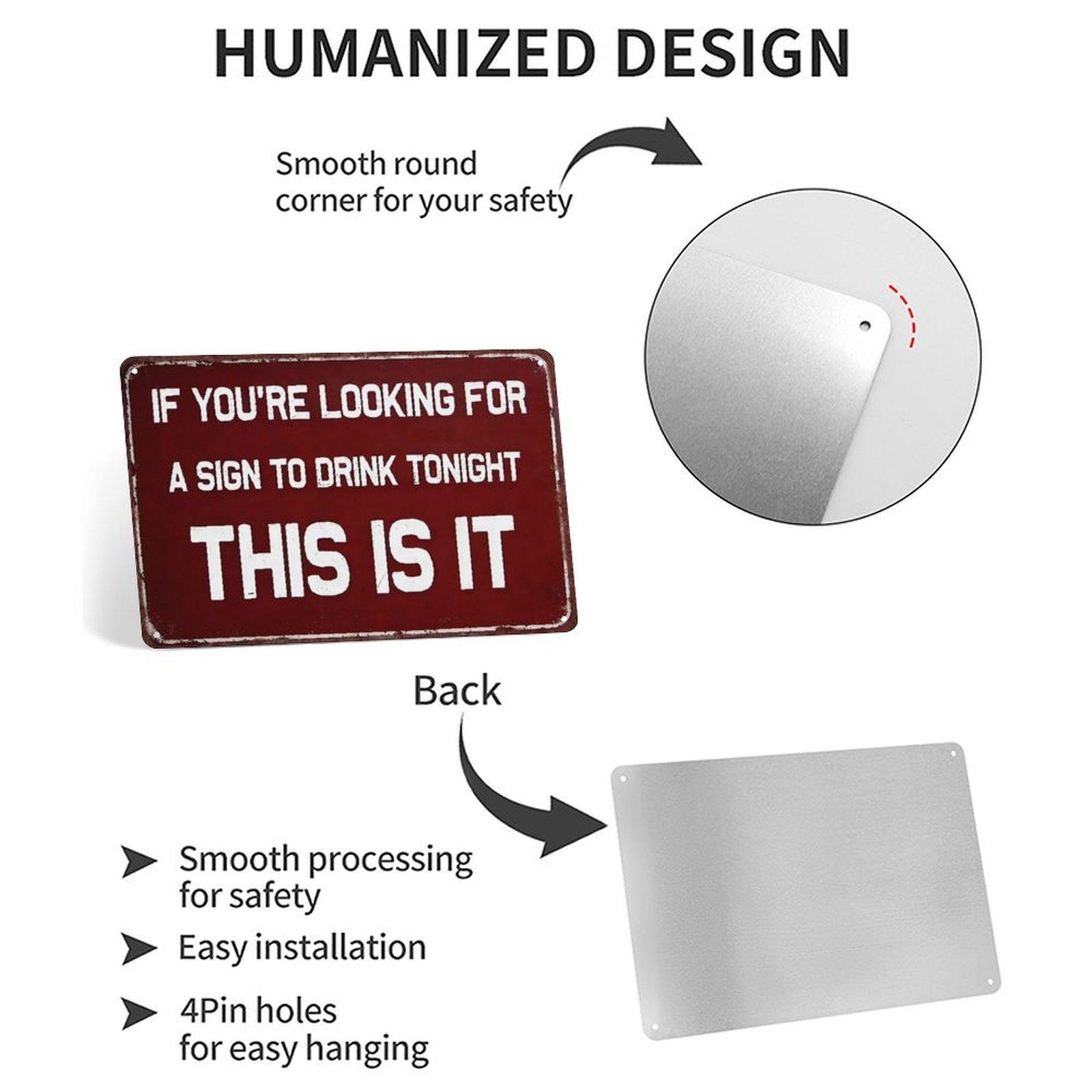 Funny Drinking Quote Metal Sign, 8"×12" (20×30cm) Retro Red "Sign To Drink Tonight" Wall Art, Perfect for Home Bar, Man Cave, Pub, Party Decor, Gift for Drinkers