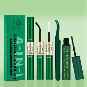LASHSUN Lash Cluster Glue Bond and Seal Kit with Lash Glue Remover and Tweezers Long-Lasting, Waterproof For DIY Eyelash Extension At Home Use Beginners Friendly Kit 4-in-1 Cosmetic