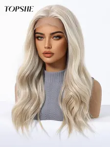 Topshe 13x6 HD Lace Front Wig 20 Inch Long Wave Heat Resistant Women's Wig, Synthetic Hair, Perfect for Christmas and Holidays, Synthetic Wavy Wig