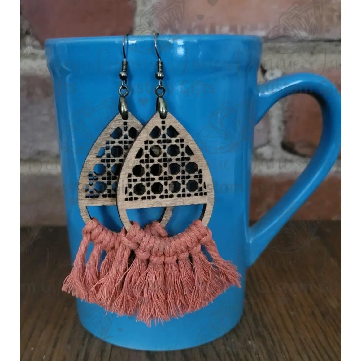 Macrame wood earrings