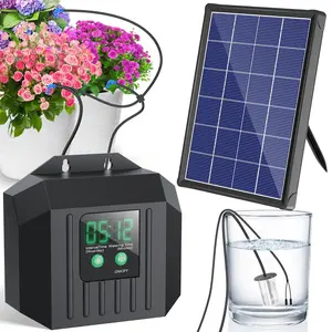 4W Solar Drip Irrigation Kit for Outdoor Indoor , Customizable Watering Duration 1-30min & Interval 3h-7d, Solar Irrigation System for Garden Patio Balcony Vacation