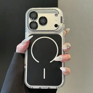 Compatible with iPhone 17 Pro Max, 16, 15, 14, 13, and 12 Pro Max series.A stylish and classic lens adjustment bracket phone case that supports wireless charging.Featuring an exquisite and distinctive design with multiple color options available.