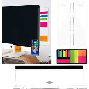 3PCS Monitor Memo Board (Left, Right & Bottom) Office Decor for Women Men, Desk Accessories Computer Monitor Memo Board with Phone Holder for Home Office Desktop, Comes with 1 Pack Sticky Note