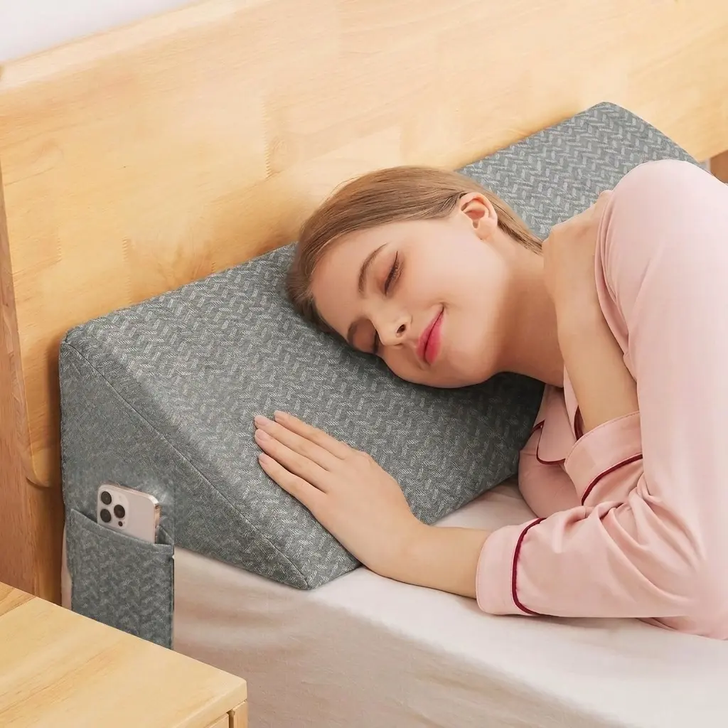 Wedge Pillow For Headboard Bed Gap Filler Between Matttress And Headboard Adjustable High-Density Memory Foam Contoured Supportive,Sleep Reading pillow