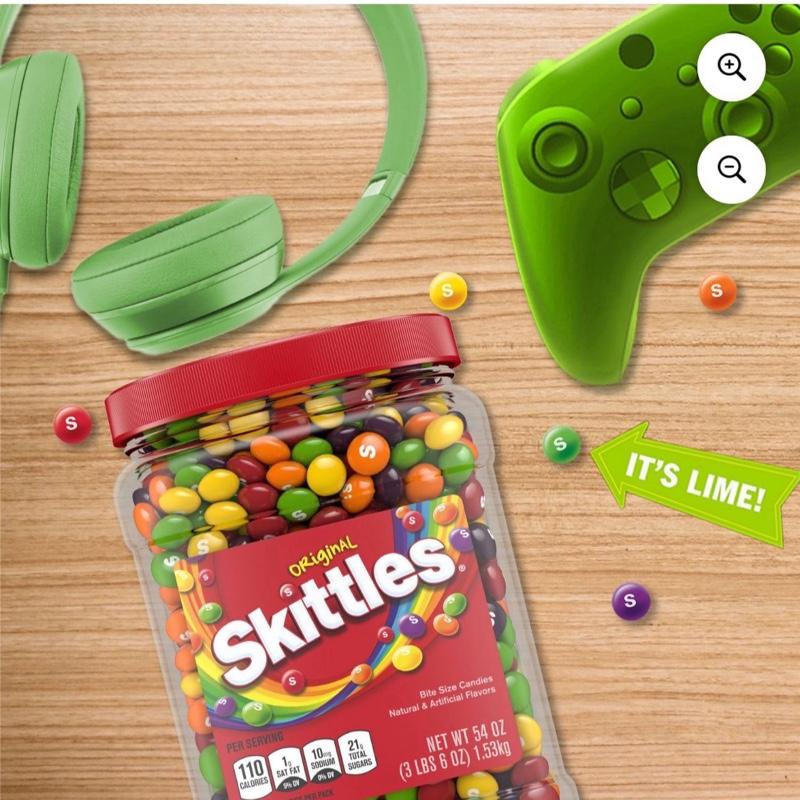 Skittles Original Chewy Candy Bulk Jar 54 Oz Assorted Fruit Flavored Candies in a Large Container