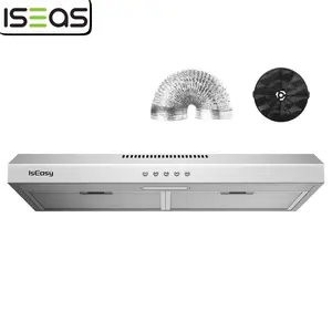 IsEasy Range Hood 30 Inch Ducted/Ductless Convertible Kitchen Vent Hood with 3-Speed Exhaust Fan, Stainless Steel, LED Light & Reusable Charcoal Filter