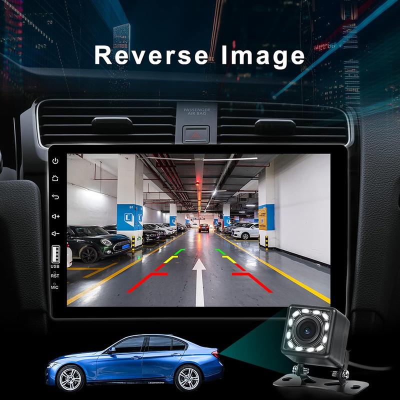 Car Stereo with Car Bluetooth 9 Inch HD Touch Screen Car Stereo with Backup Camera + External Microphone + FM MP5 Player Car Audio Receivers Support Mirror Link SWC USB EQ Car Radio