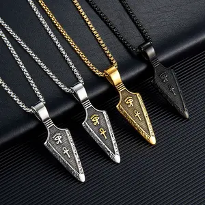 Titanium steel necklace Eye of Horus Anka spearhead carbon fiber stainless steel men's pendant jewelry