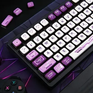 Mecha Reboot Theme Keycaps - Purple Mecha Style Dual-Color Four-Sided Translucent Dye Sublimation, Keycaps Only, Suitable for Keyboard Decoration, E-sports Gaming and Desktop Makeover