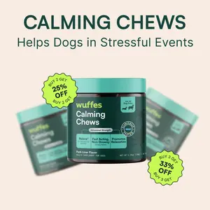 Wuffes Calming Chews for Dogs - Stress Support Supplement - Non-Drowsy Calming Relief for All Dogs - Made in USA - 60 Soft Chews