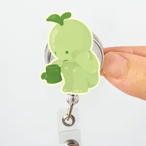Cute Smiski Retractable ID Badge Reel Kawaii ID Badge Holder Nurse Accessories Unique Gift for Coworker Durable Acrylic Retractable Cord Mechanism Easy Access