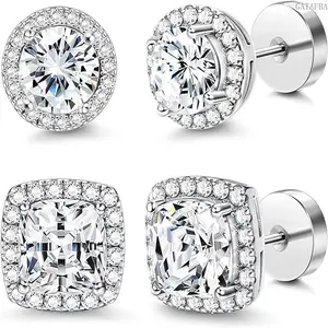 Female Stainless Metal Gold Geometric Stud Earrings, Zircon-Inlaid Dainty Jewelry for Daily Wear & Gifting with Black Suit Compatibility