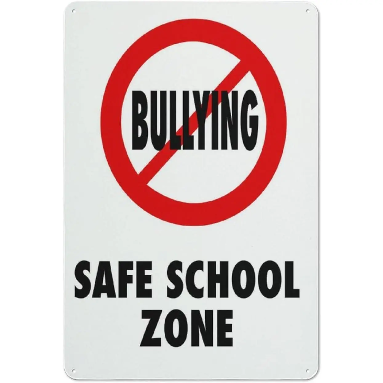 No Bullying Safe School Zone Sign 12 X 8 Inches Reflective Aluminum Metal Warning Signage With Symbol For Indoor Outdoor Use