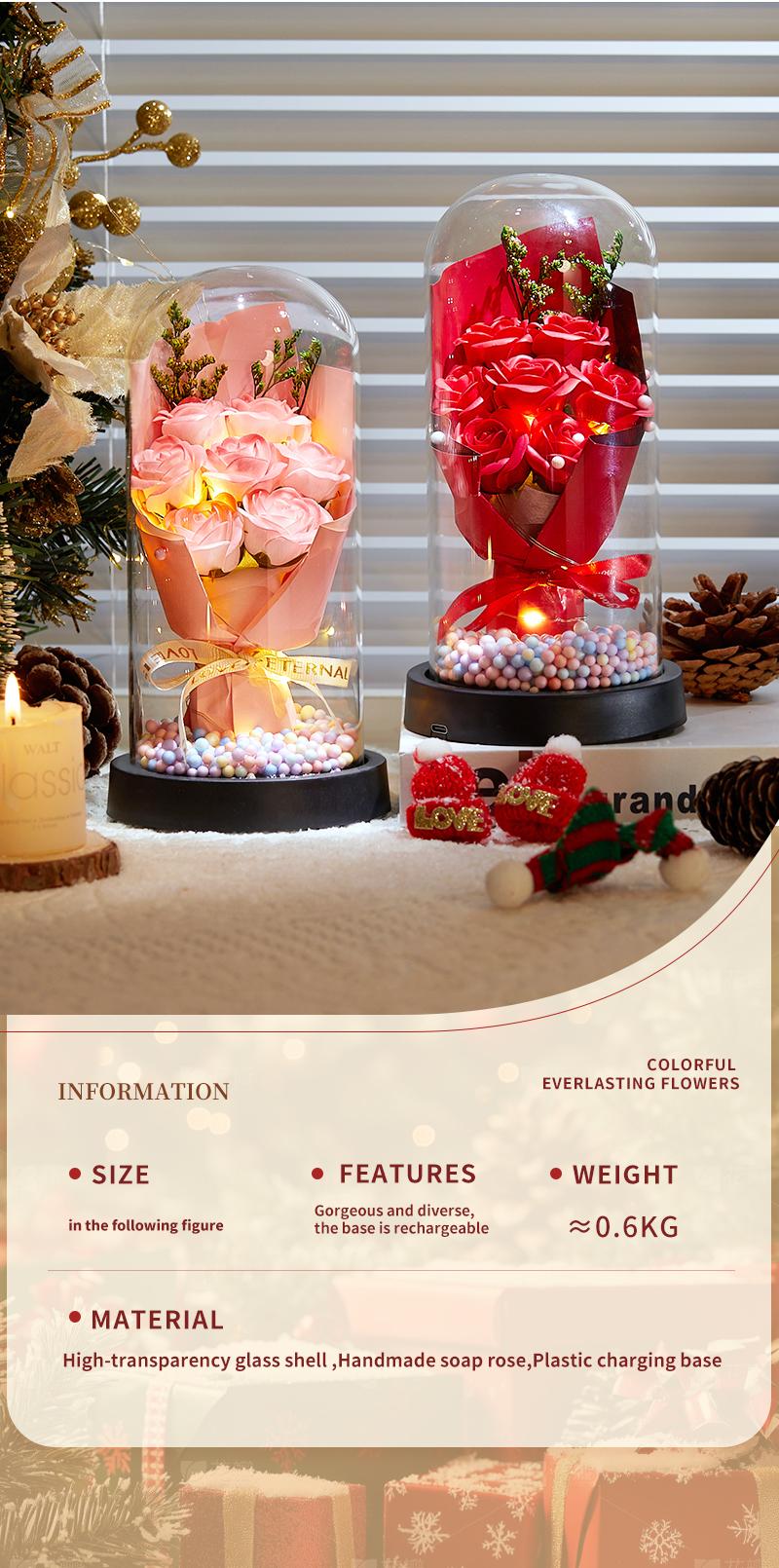 Birthday Rose gifts for Her,Women's history month Flowers gifts for Mom Women Girlfriend,Mother's day gifts for Women,Valentines gifts for wife,Colorful Light Up Rose in A Glass Dome,Anniversary Christmas roses gift for wife daughter