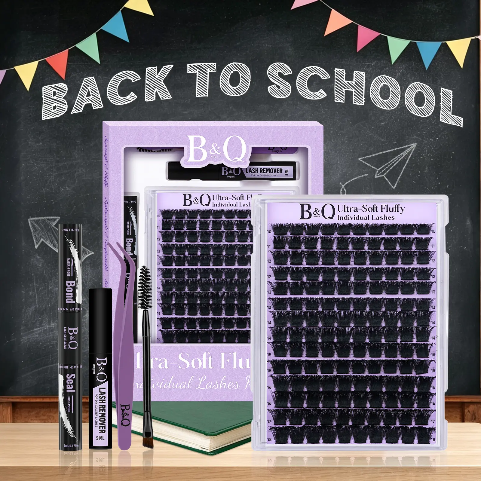 【Exclusive】300D 200D Kit l B&Q Evil Lash,Dramatic Soft Mega Thick Volume Individual Clusters,D-Curl, DIY Ultra Soft Eyelashes Extension,Waterproof Sleep proof, Long Lasting,Salon Full Fake Lashes, Makeup Cosmetic Lash Stacking #tiktokshopbacktoschool