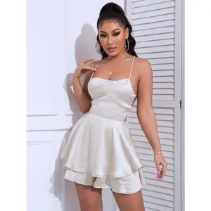 Backless Satin Romper