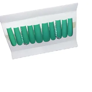 Custom Green Matte Nails- 100% Handcrafted Press On Nails | Reusable, Long Lasting, Salon Quality.