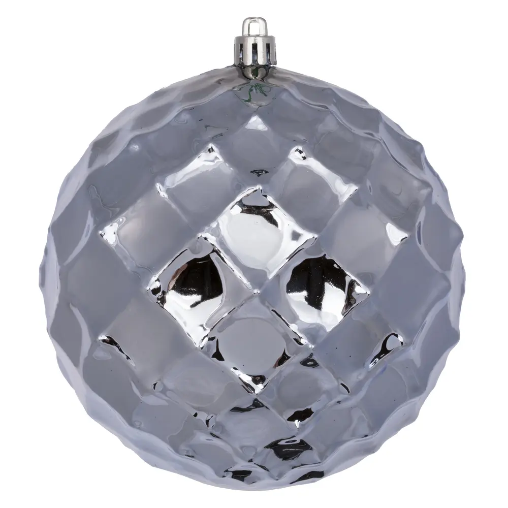 212 MAIN Sparkly Plastic Lilac Pixie Dust Glitter Round Traditional Diamond Bauble Dangling Balls Hanging Ornaments, 4.75 in., 4 Per Bagged Pack, Home Supplies Decor for Christmas Festivities