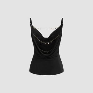 Cider Cowl Neck Backless Chain Detail Cami Top SummerWins Dealsforyou