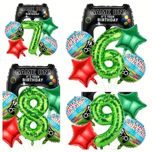 Pixel Birthday Party Balloon Kit, Party Favors, Includes Large Number Balloons, Game Machine Balloons, Star Foil Balloons, Video Game Theme Decorations