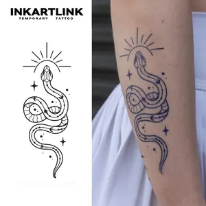 INKARTLINK Tattoo Tech, 2 Sheets Semi-Permanent Temporary Tattoos ,​​Minimalism​​：Snake,Adult Art Design,Lasts 1-2 Weeks, Waterproof, Realistic Look, No Adhesive, No Reflection,For Man And Woman,Ideal for Swimming, Party