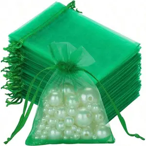 10 Organza Bags for Jewelry Gifts, Transparent Wedding Favor Bags, Drawstring Gift Pouches for Parties, Holiday and Birthday Packaging, Elegant Packaging
