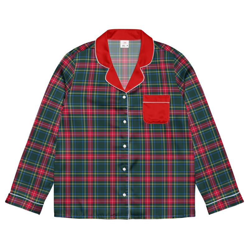 GREEN PLAID SILKY PAJAMA SET