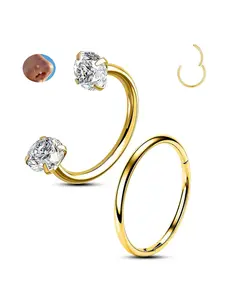 2Pcs Nose Rings Hoops, 20G Hypoallergenic Nose Rings, Internal Thread Horseshoe Nose Rings, 316L Stainless Steel Nose Piercing Jewelry Gift