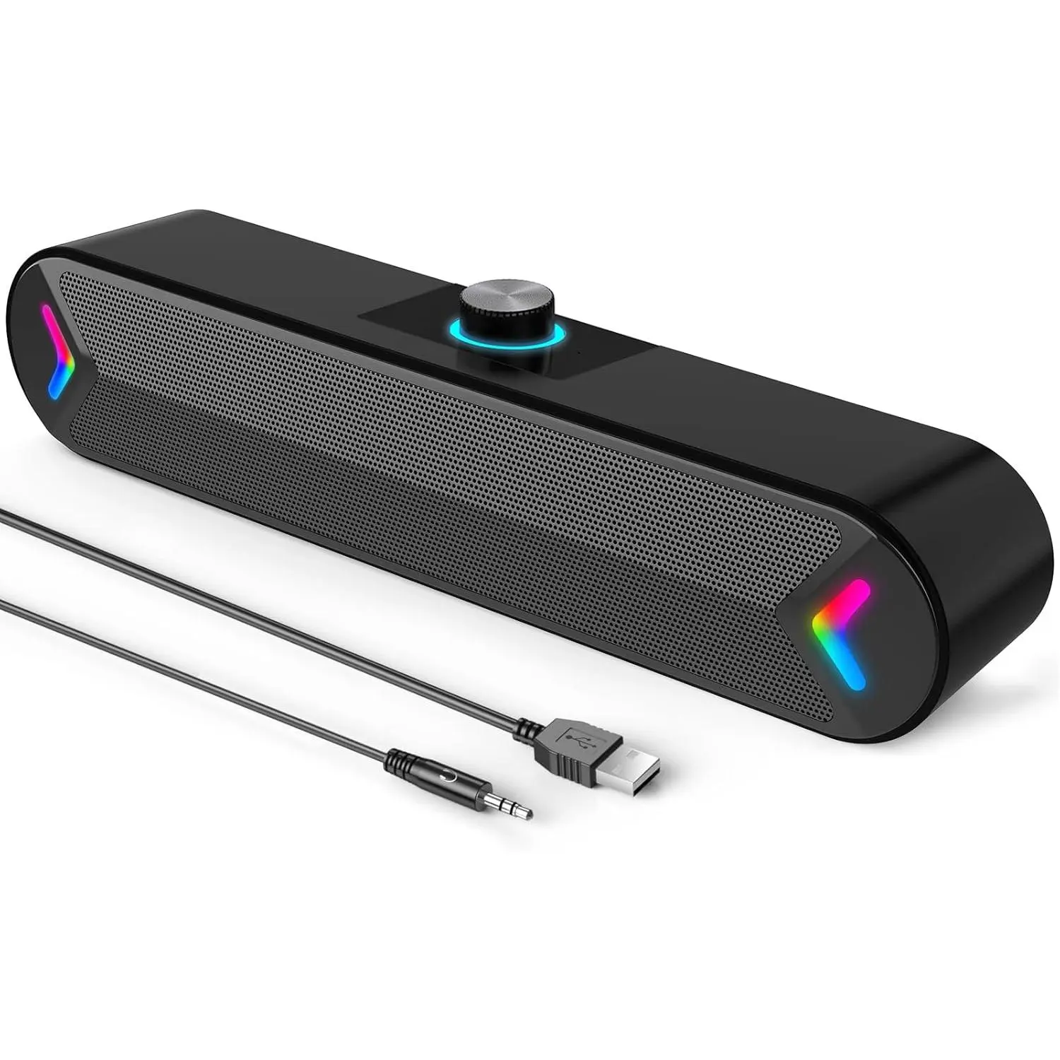 Computer Speakers,Wired USB- Sound-bar with 10W Stereo Sound for PC Desktop,Plug-n-Play (A39PRO /Black)