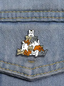 Cute Cat Design Brooch, Enamel Pin Suitable for Backpacks, Jeans, Scarves, Hats Decoration, Trendy All-match & Exquisite Brooch for Birthday Gift, Hat Pins, Alloy Brooch Pin, Accessories