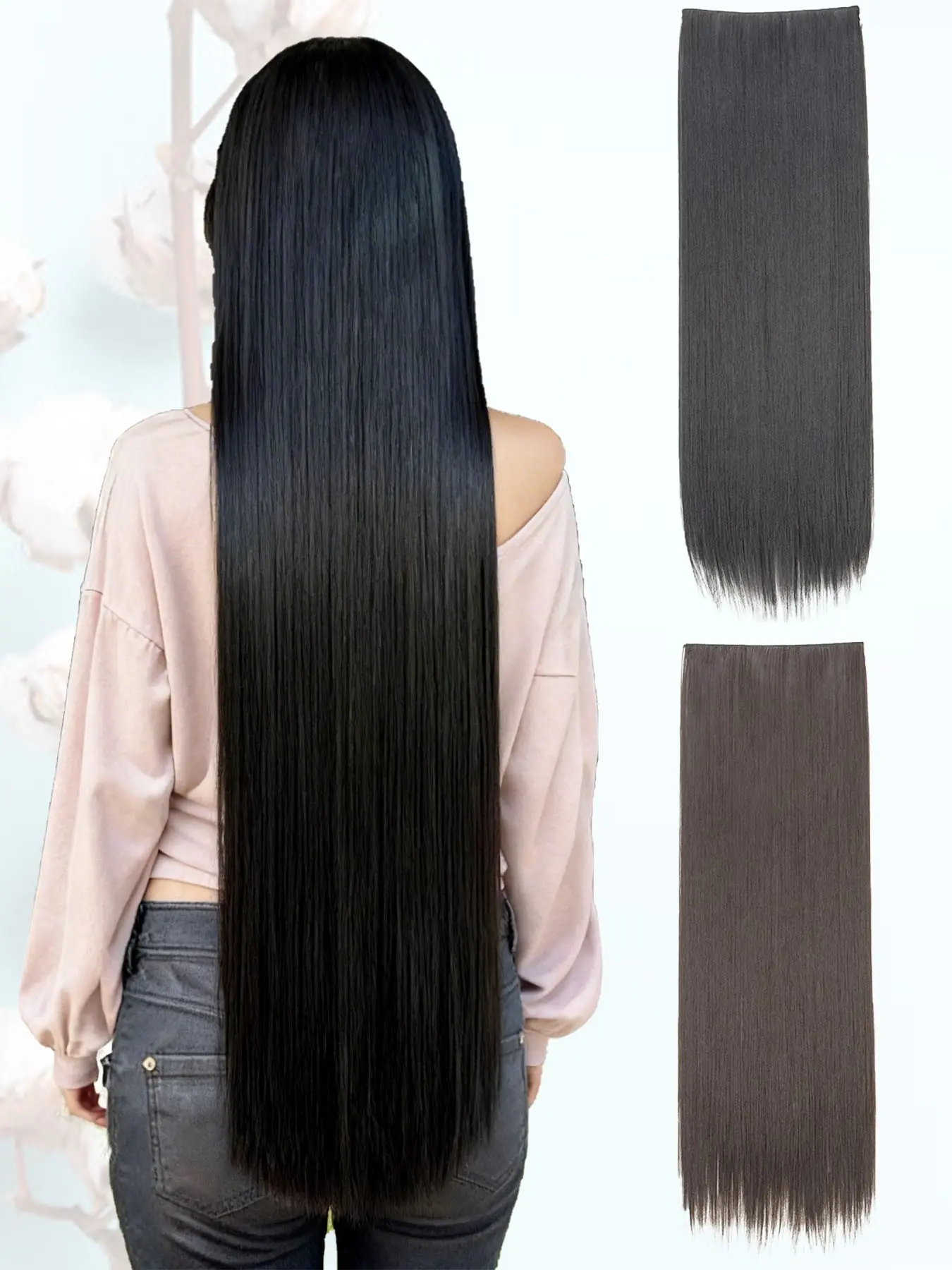KAIRIYA 32 Inch Super Long Clip-In Hair Extensions - Lightweight Individual Extensions Thick Straight Synthetic Weft with Reddish Brown for Holiday Party Hairstyles Synthetic Hair Pieces Synthetic Hairpieces