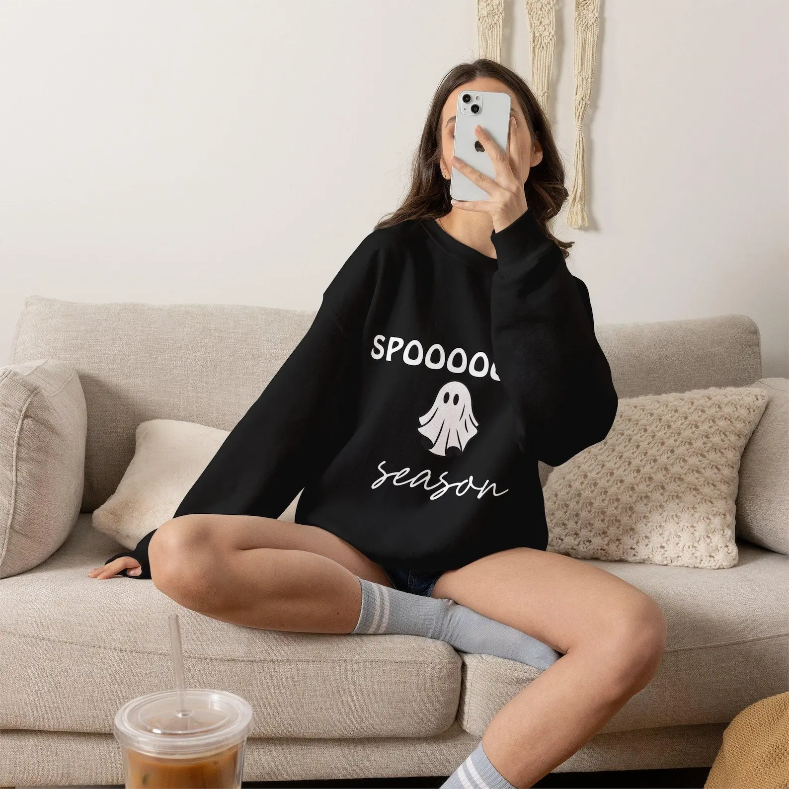 Spooky Season Sweatshirt, Cute Ghost Crewneck, Halloween Sweatshirt, Fall Cozy Sweatshirt, Pumpkin Patch Shirt, Gift for Her