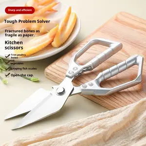 Heavy Duty Stainless Steel Chicken Bone Scissors - Multifunctional Kitchen Shears for Cutting Poultry Bones, Vegetables, Fish, and Opening Bottles, Non-Slip Ergonomic Handle for Easy Grip