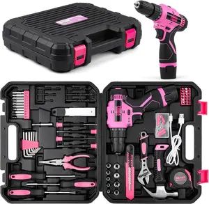 152 count Home Tool Kit with 12V Cordless Drill, Pink