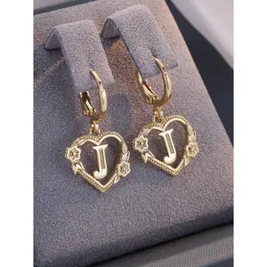 Fashionable Love Heart & Flower Charms Design Dangle Earrings, Elegant Minimalist Classic Style Earrings,  Trendy All-match & Exquisite Cute Fashion Jewelry Party Girl Accessories for Birthday Gift, Earring Stacking Set