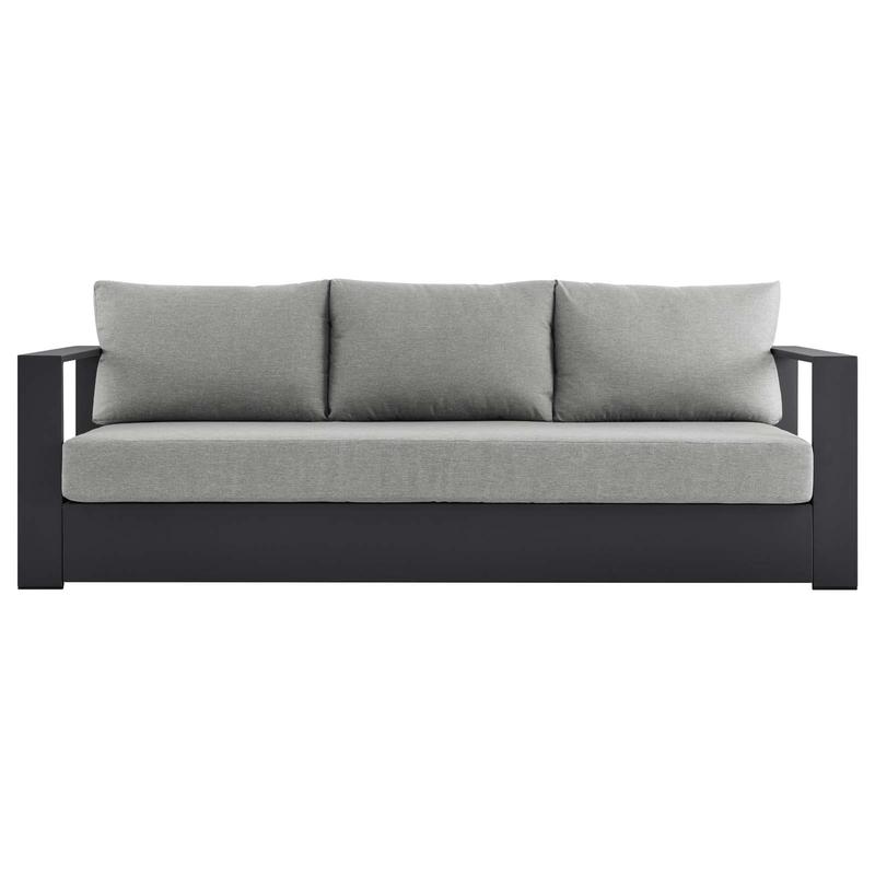 Modway Tahoe Outdoor Patio Powder-Coated Aluminum Sofa in Gray Gray