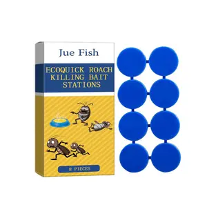 Jue Fish Ecoquick Roach Killing Bait Stations - 8 Pieces Powerful Pest Control for Home Kitchen Dormitory Indoor Outdoor Multi-Surface Cleaning cockroach buster