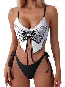 Women's Two-Piece Bikini Set, Sexy Butterfly Print Design, Summer Beachwear, Fashionable & Cute Swimsuit, All Seasons