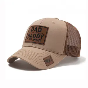 "DAD in the streets, DADDY in the sheets" Leather Patch Trucker Hat Funny Father Humor Cap for Men