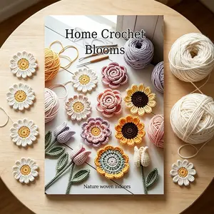 Crochet Pattern Notebook, Home Crochet Floral Tutorial Book, 14x21 Cm, Indoor Floristry Guide, Step-By-Step Photos, Beginner Friendly
