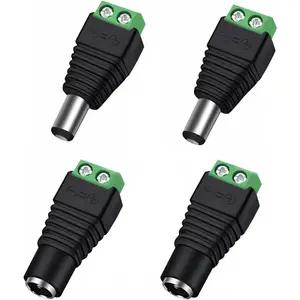 2 Male + 2 Female 12 V 2.1x5.5mm DC Power Jack Plug Adapter Barrel Connector for CCTV  Camera LED Strip
