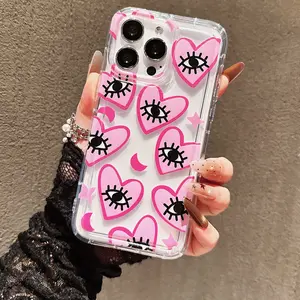 Heart Eye Pattern Phone Case, Durable Fashionable Protective Anti-Drop Shockproof Cover, Compatible with iPhone 11/12/13/14/15/16/7/8/x/XS Max/XR, Protection, Accessories, Casing, Phone Accessory Compatible