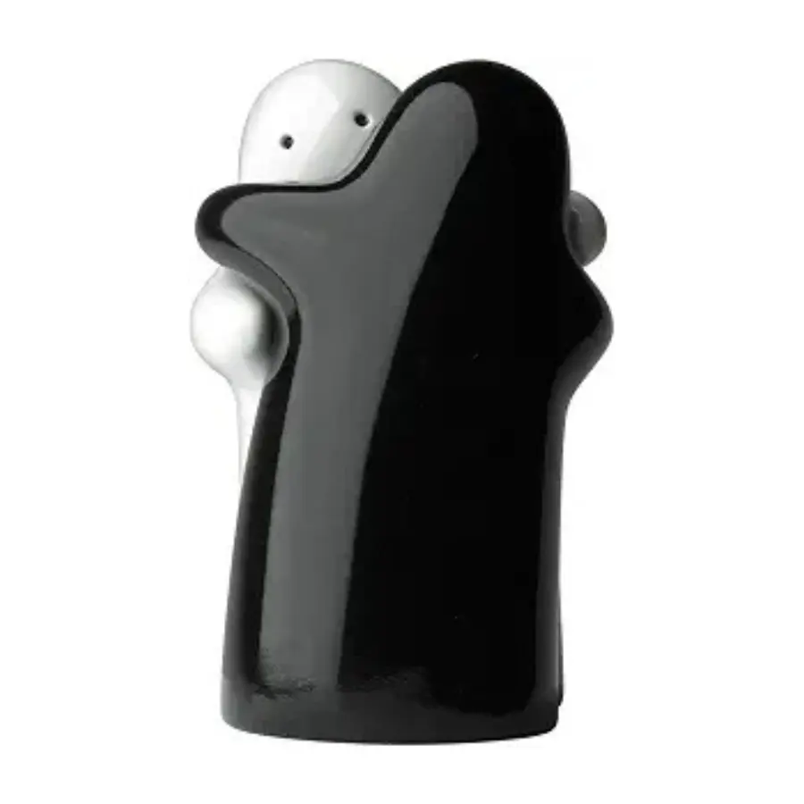 Cute Hugging Salt and Pepper Shaker Set – Black & White Decorative Kitchen Dispensers