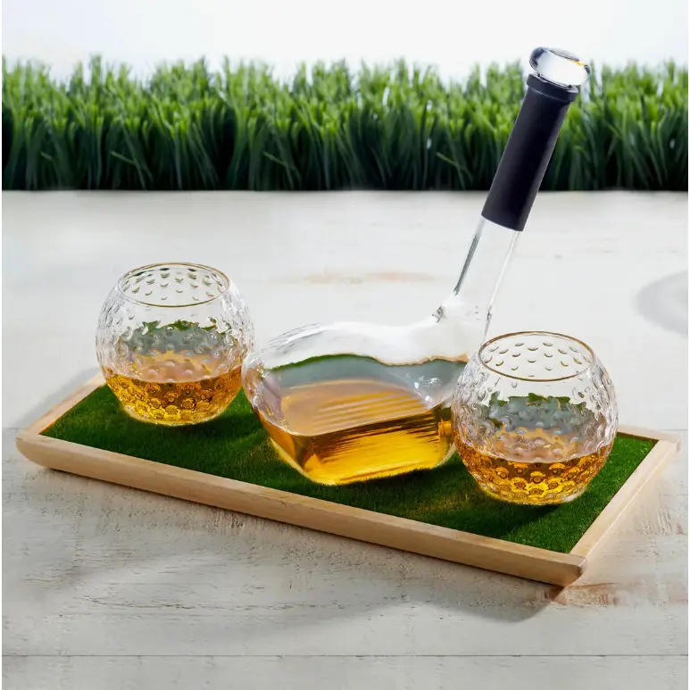 Golf Decanter & Set of Two Glasses
